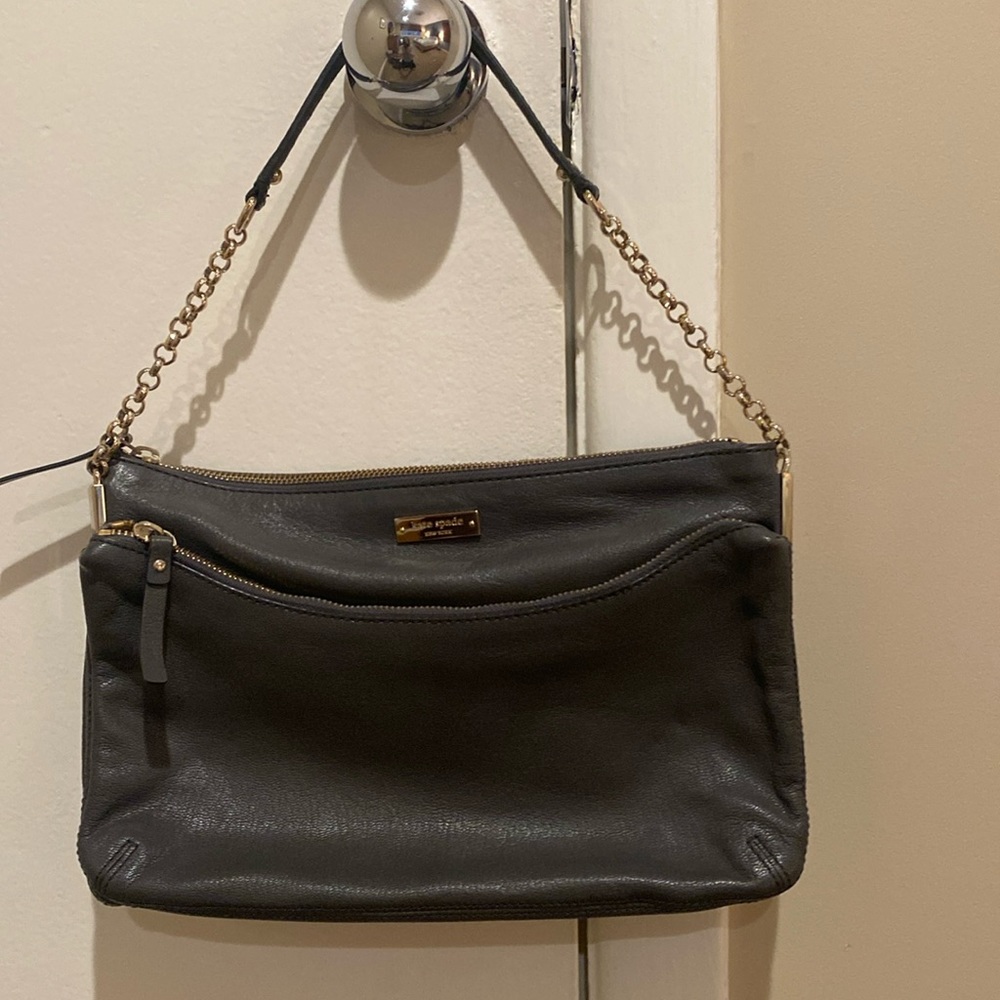 Kate Spade Gray Leather Bag with chain strap
